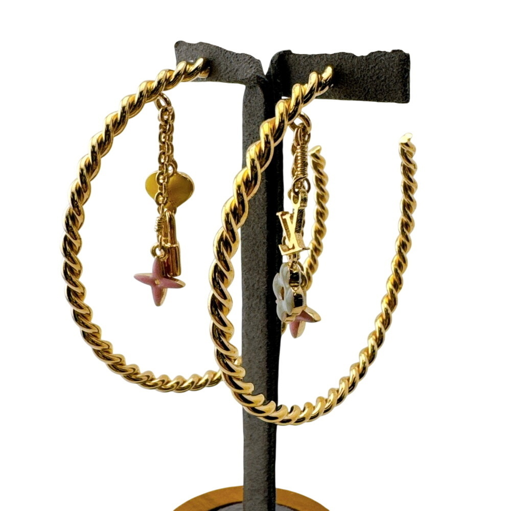 LOUIS VUITTON Gold Monogram Heart Earrings - Picture 6 of 12